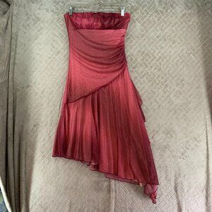 Joyce Leslie Dress Juniors M Red Sparkly Glitter Hoco Prom Formal Dance Ruched
